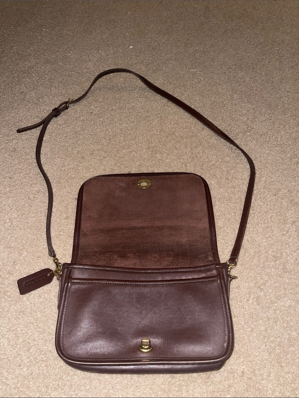 Coach Dark Brown Leather Bag with Gold Hardware - Picture 2 of 8